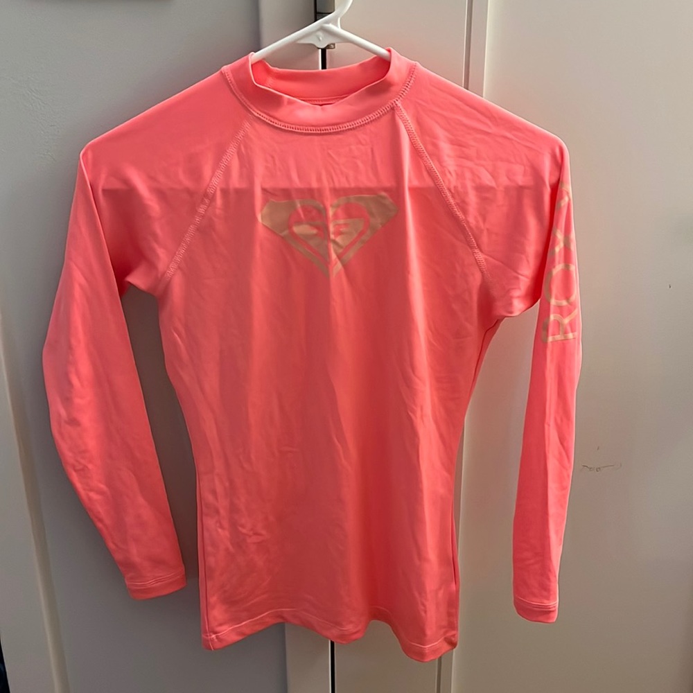 Roxy Whole Hearted Long Sleeve Rashguard, coral, size S